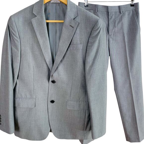 J. Ferrar Sz 38S 2-Piece Slim Fit Suit w/ Sport Coat Blazer Jacket Gray Business - Picture 1 of 16